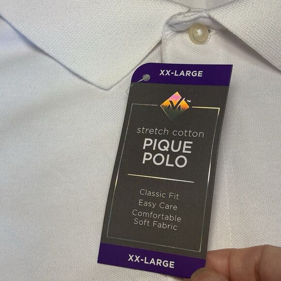 Members Mark Stretch Pique Polo Classic Fit Long Sleeve Shirt Mens XXL White NWT - Picture 7 of 13